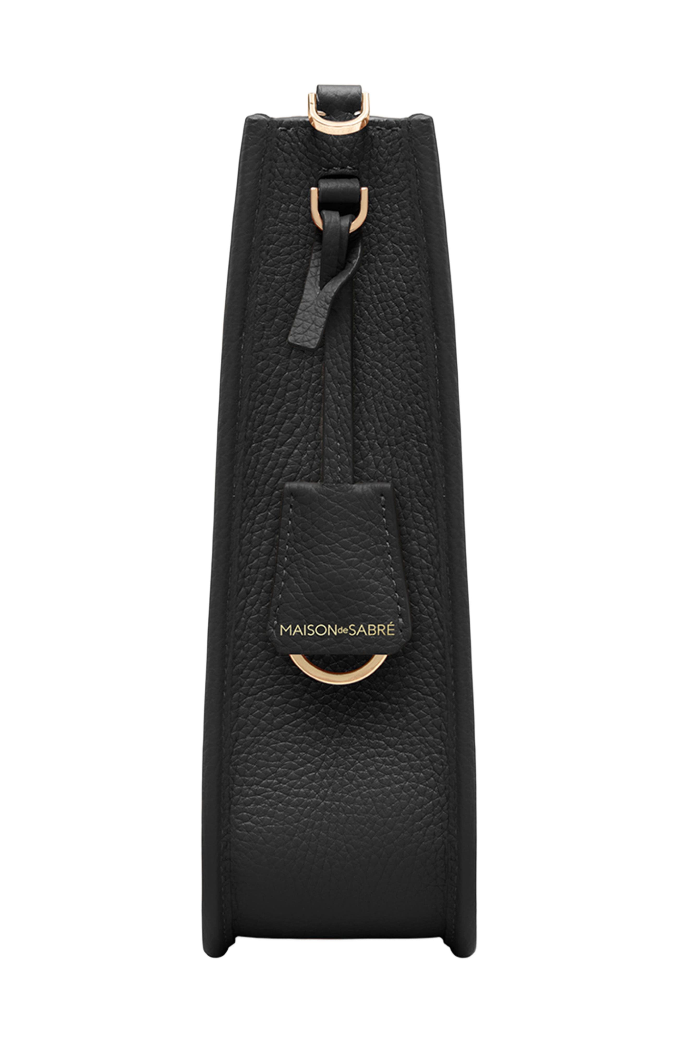 MAISON de SABRÉ Leather Saddle Bag, Alternate, color, Black Caviar
