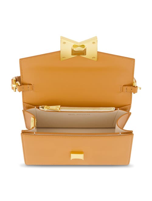 Mac Duggal Classic Leather Gold Plated Hardware Shoulder Bag In Toffee