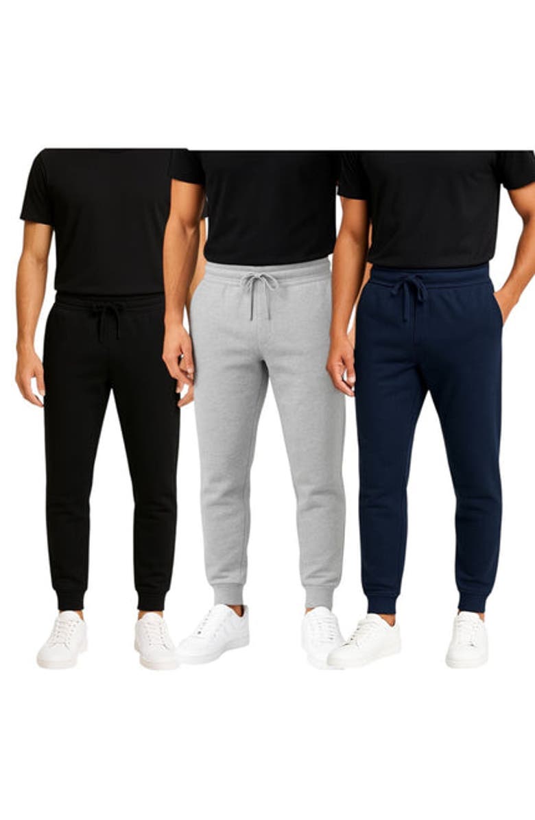 BenBen Mens 3 Pack Ghost Zipper Jogger Ultra Soft Fleece, Main, color, Black/Navy/Grey