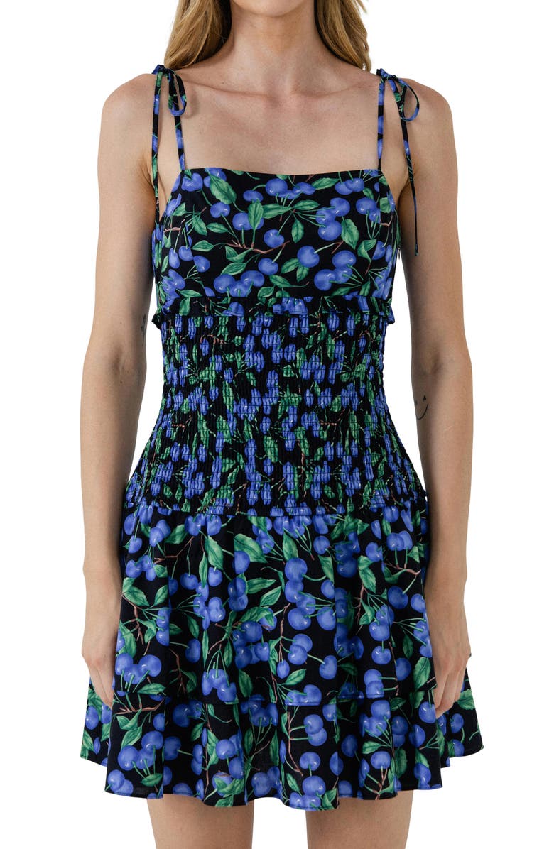 English Factory Smocked Blueberry Minidress, Alternate, color, 