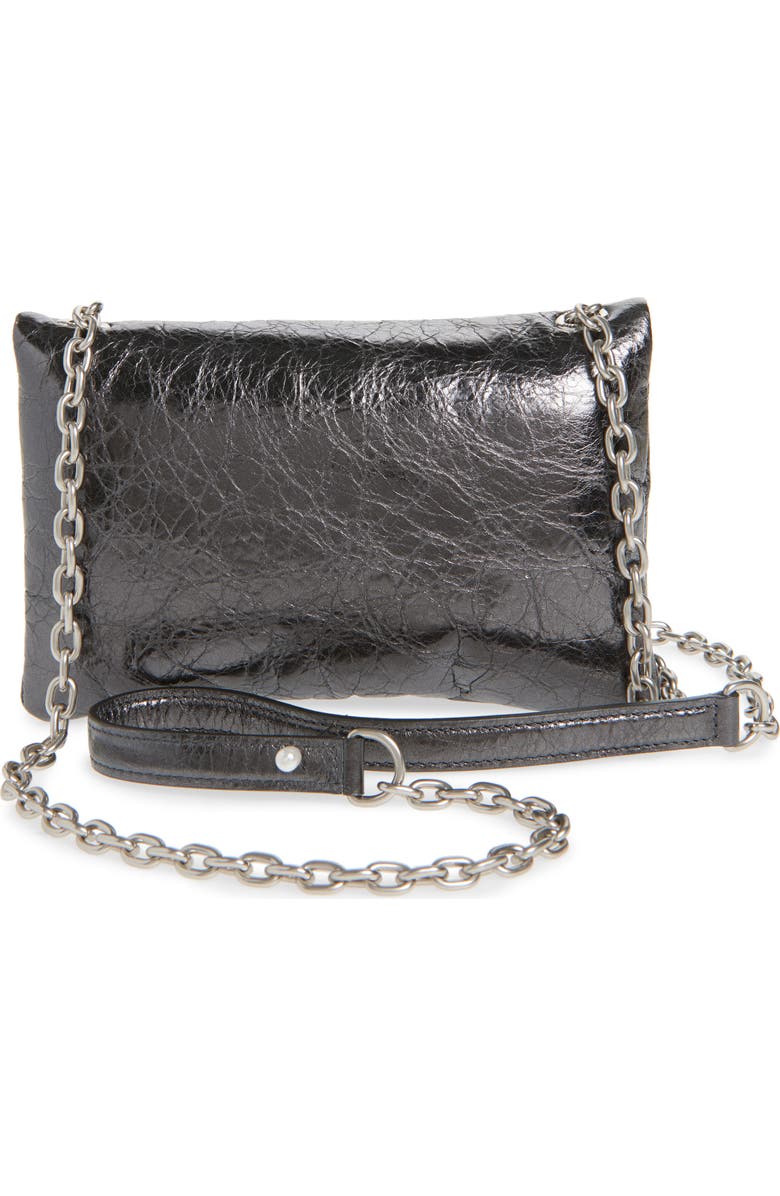 Balenciaga Mini Monaco Crinkle Metallic Leather Crossbody Bag, Alternate, color,