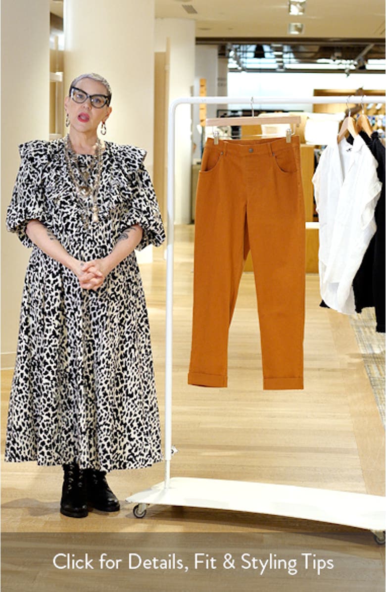 High Waist Cuffed Straight Leg Denim Leggings, sales video thumbnail