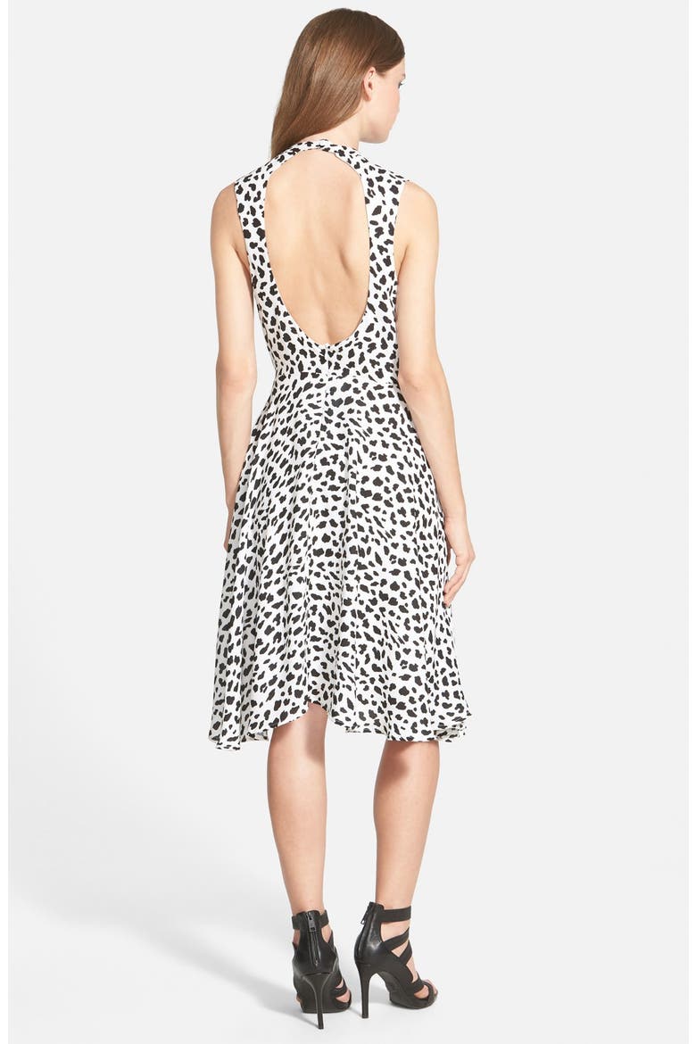 Animal Print Midi Dress, Alternate, color, IVORY
