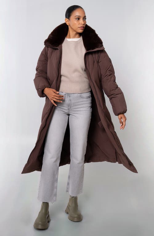 The Recycled Planet Company Dida Faux Fur Trim Water Repellent Down Puffer Coat In Brown