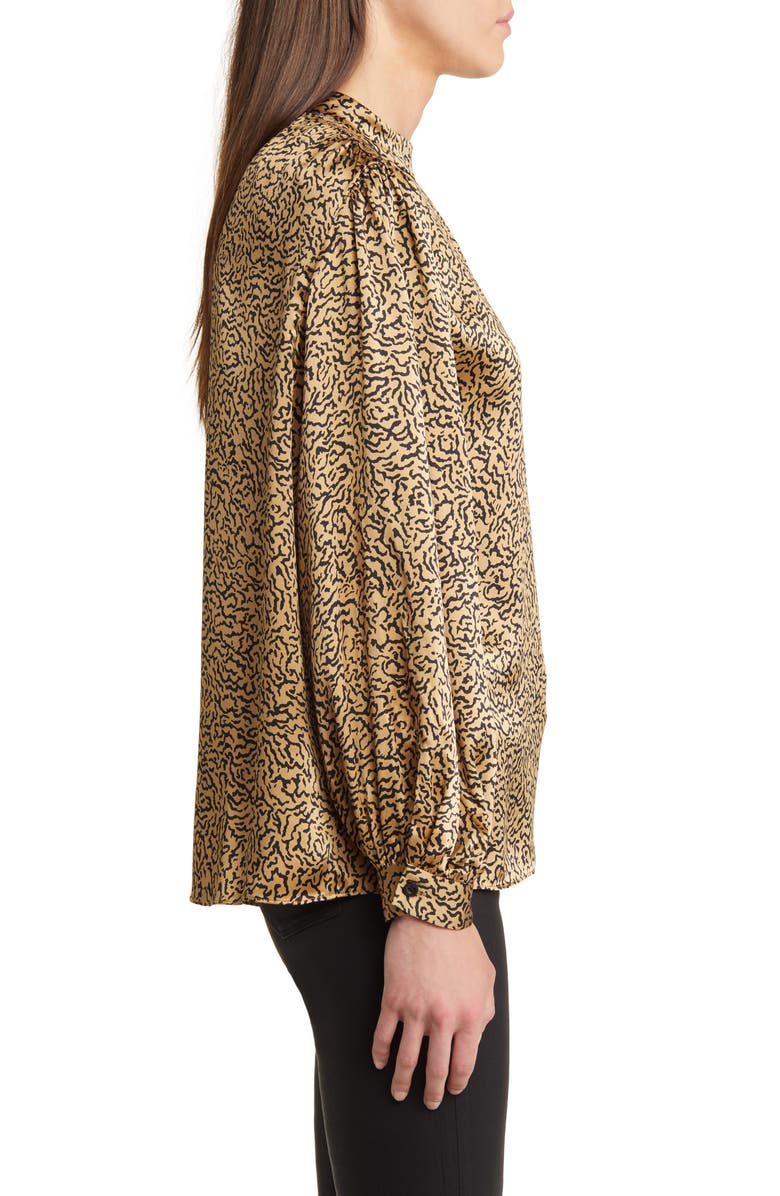 FRAME Abstract Print Balloon Sleeve Silk Top, Alternate, color,