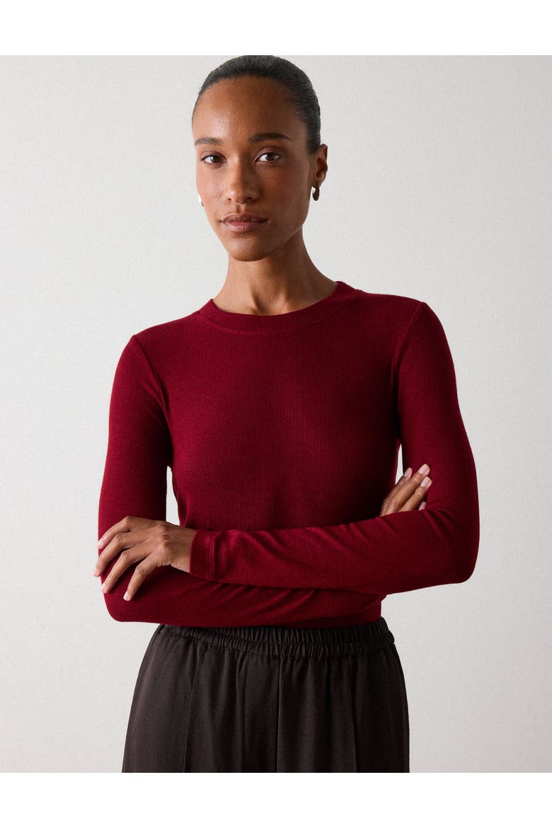 Essential Rib Crew Long Sleeve T-Shirt, Main, color, Red