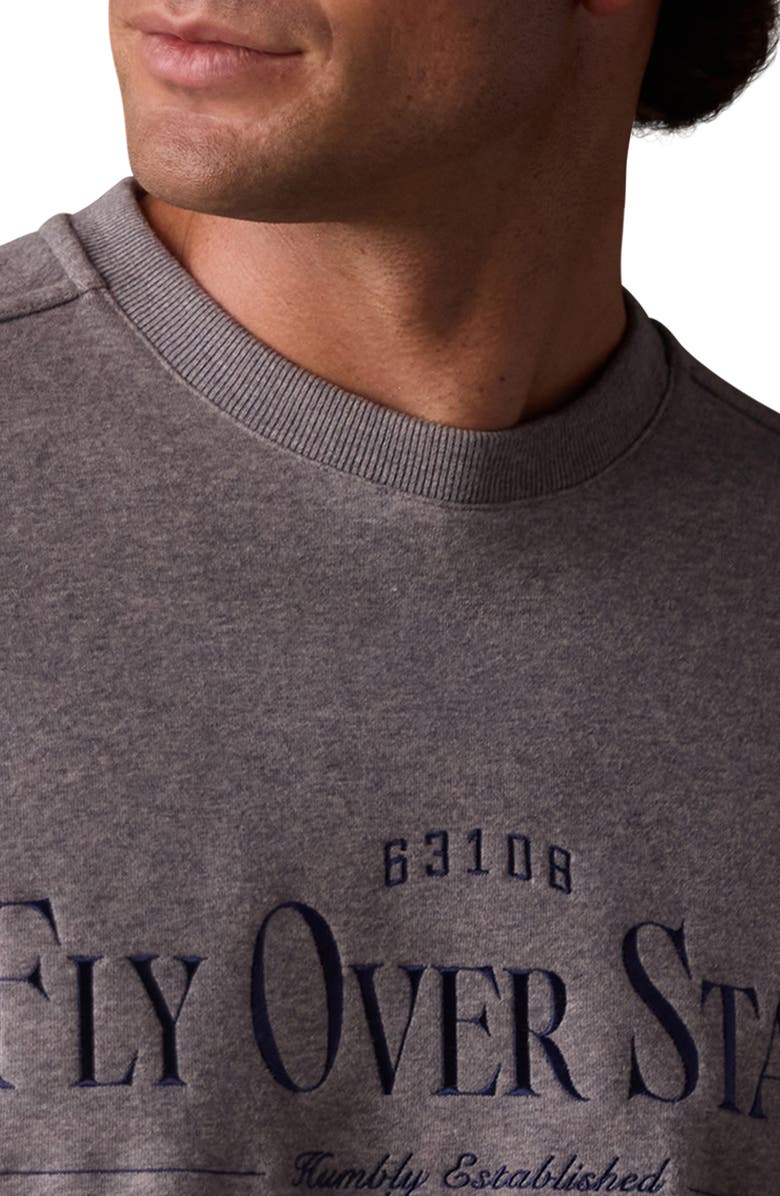 The Normal Brand Oversize Fly Over State Embroidered Crewneck Sweatshirt, Alternate, color, Heather Grey