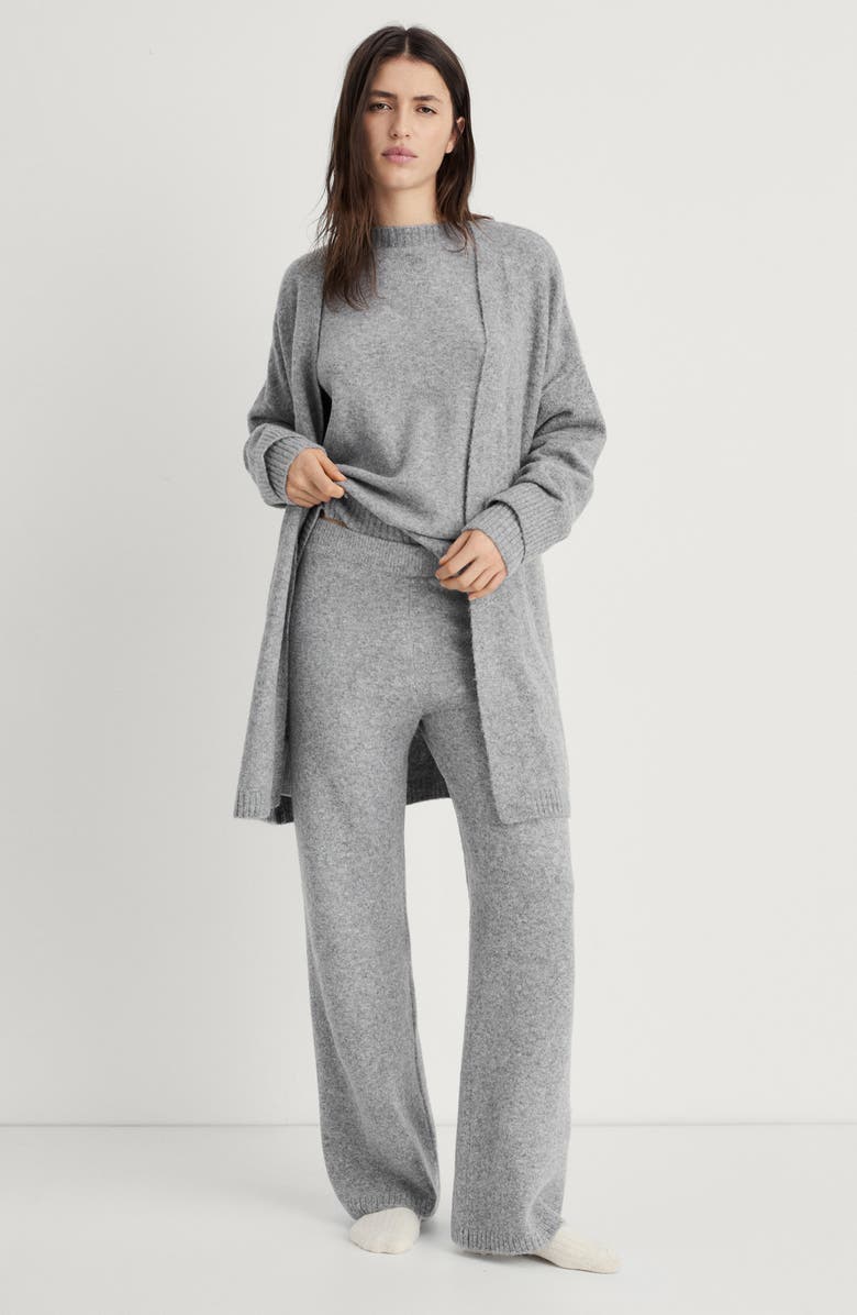 MANGO Tie Front Longline Cardigan, Alternate, color, Grey