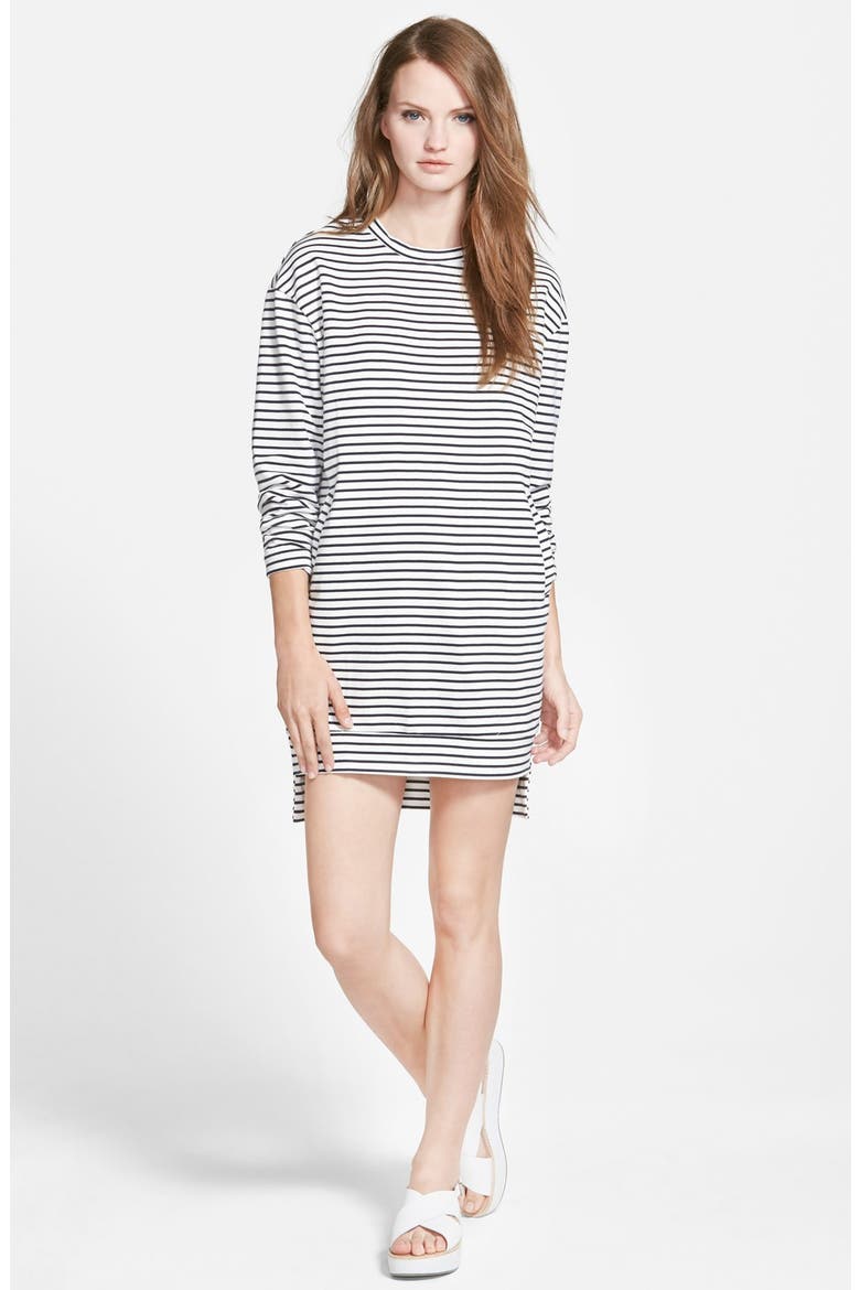 Sweatshirt Tunic Dress, Main, color, WHITE/ NAVY