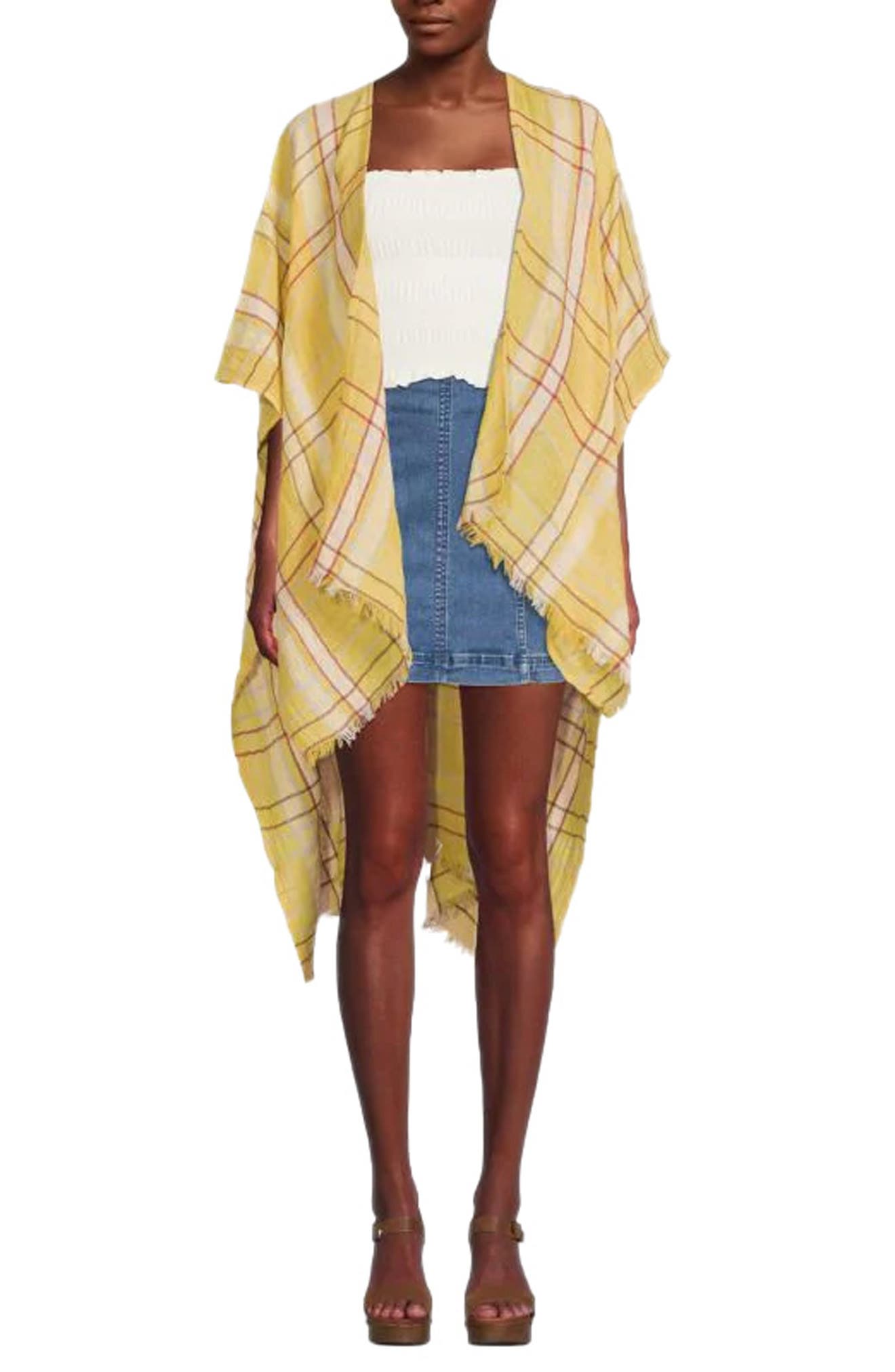 SAACHI Plaid Linen & Cotton Ruana