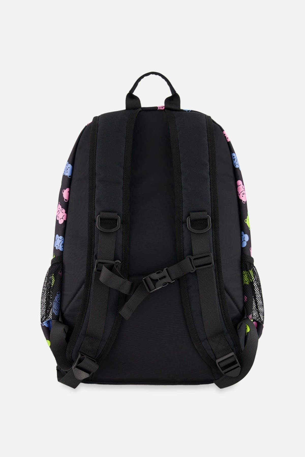 Deux par Deux Gummy Bears Practical Spacious Durable Backpack, Alternate, color, Black Printed Gummy Bears
