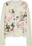Oscar de la Renta Cherry Blossom Inset Cardigan