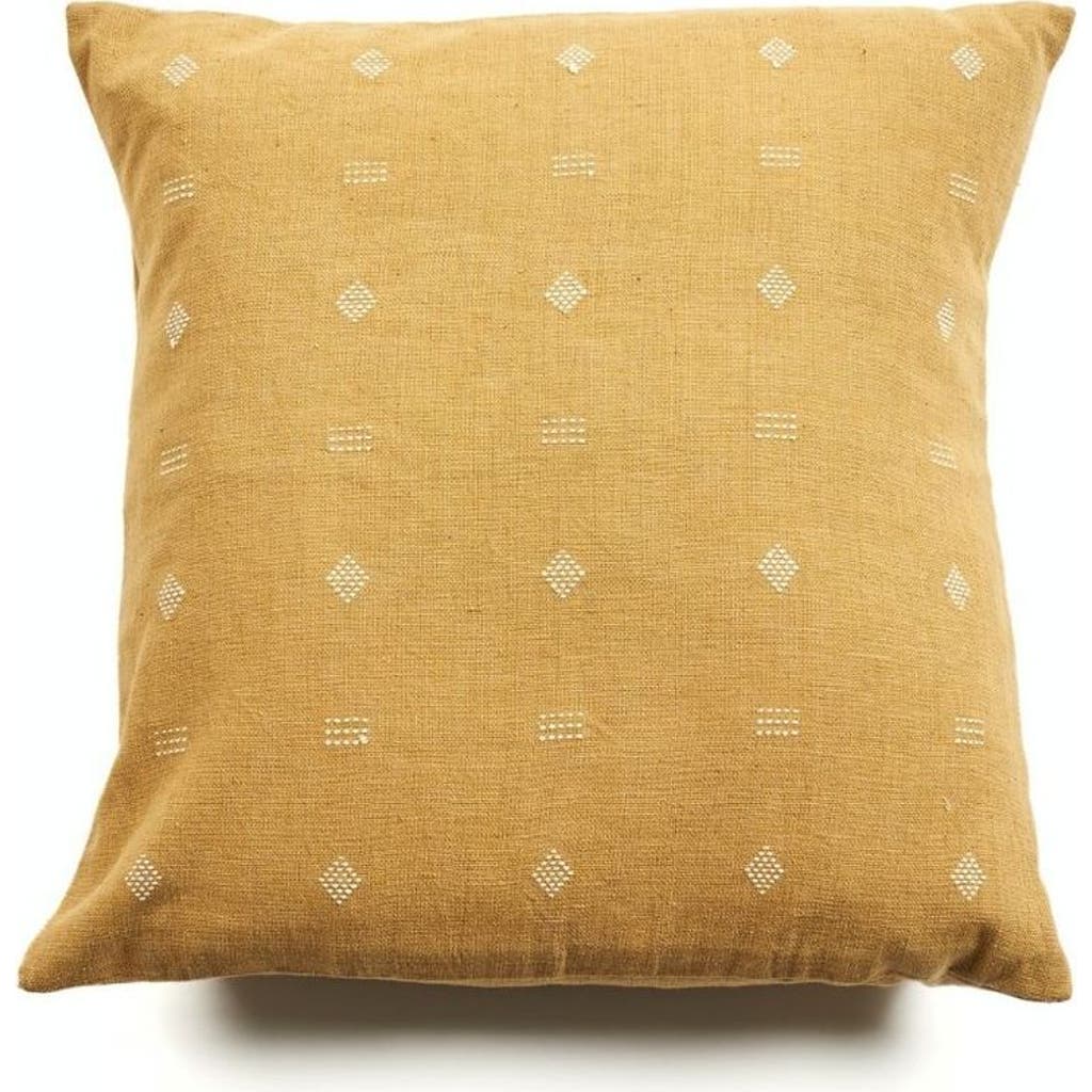 Studio Variously Nira Ochre Hand Spun Organic Cotton Handloom Pillow In Yellow