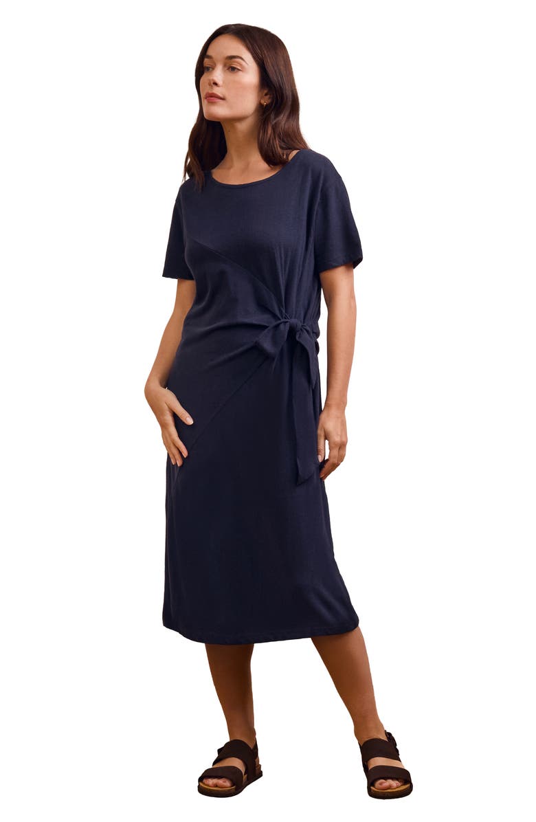 Celtic & Co. Knot Detail Jersey Dress, Main, color, Navy