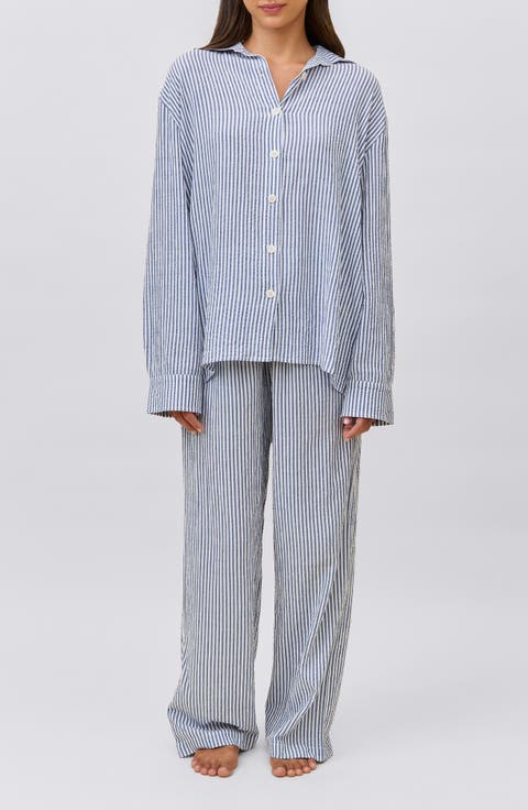 Sabine Stripe Seersucker Pajamas