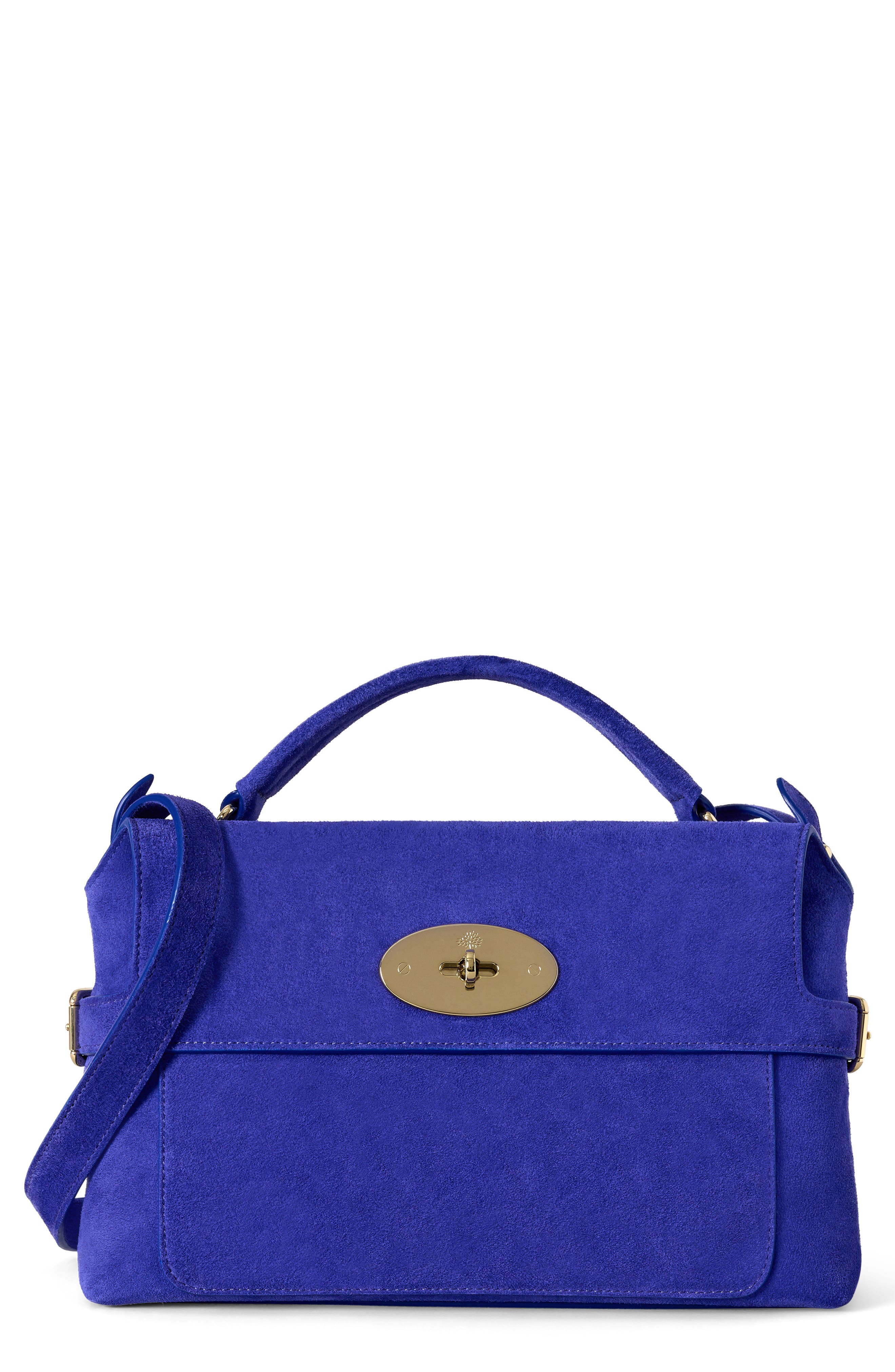 Small Stevie Suede Top Handle Bag, Main, color, ROYAL AMETHYST
