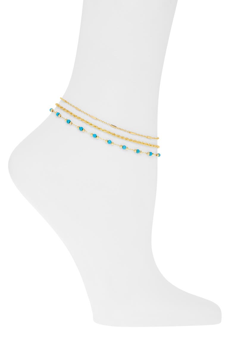 NORDSTROM RACK Set of 3 Bead Station Anklets, Main, color,