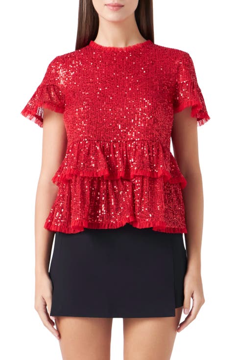 Sequin Babydoll Top