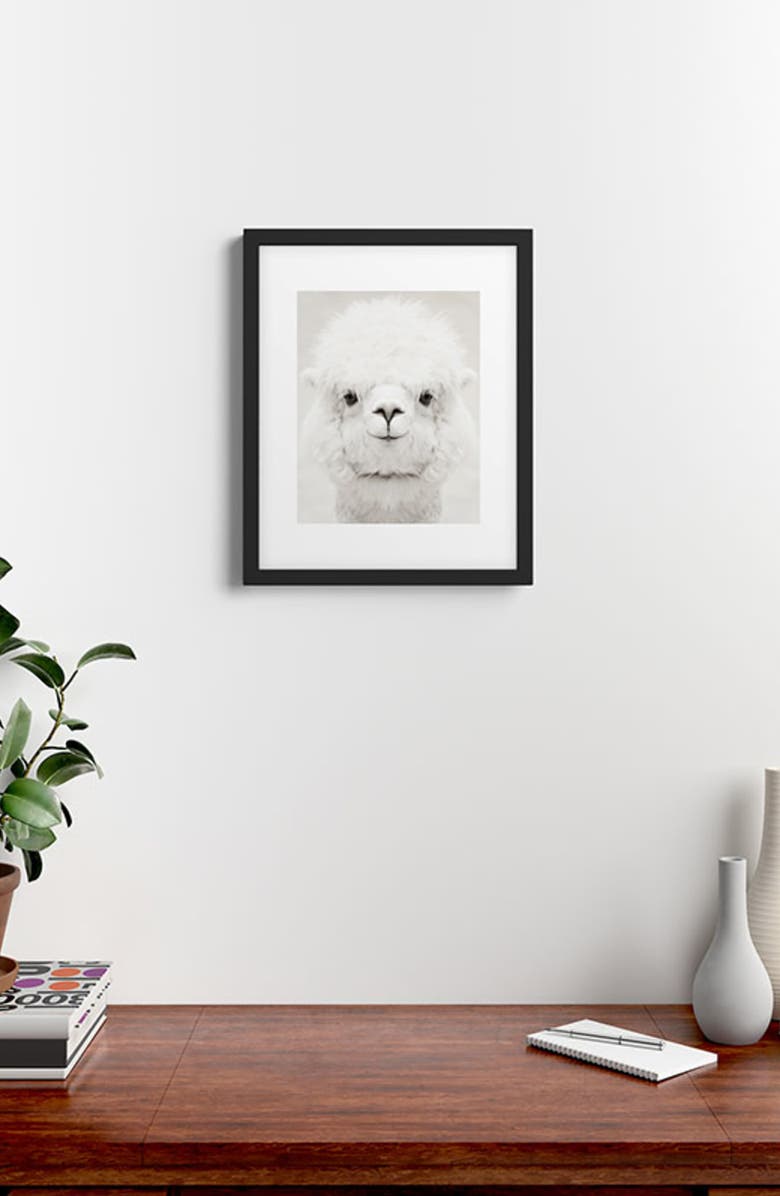 Deny Designs Monika Strigel - Smiling Alpaca Framed Art Print, Alternate, color, Black-White