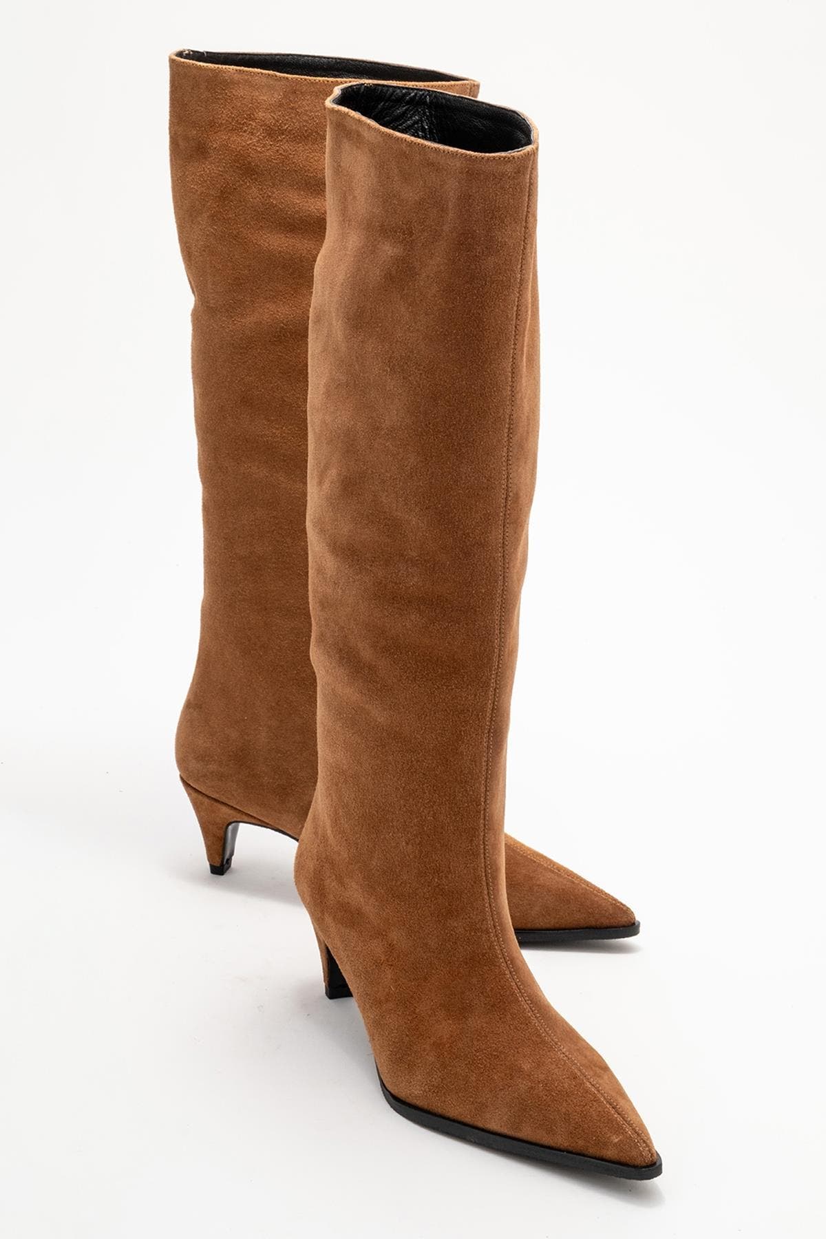 Siora Leather Knee High Boot, Alternate, color, Cognac Suede Leather