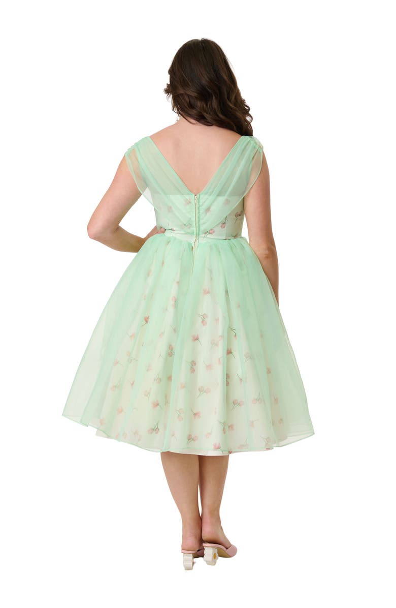 Unique Vintage 1960s Modern Art Swing Dress, Alternate, color, Green Floral