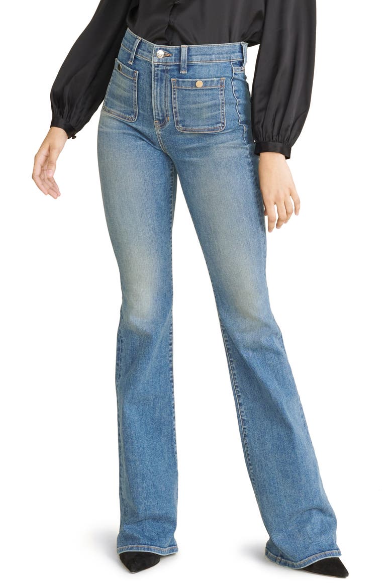 Florence High Waist Flare Hem Jeans, Main, color, WATERFALL