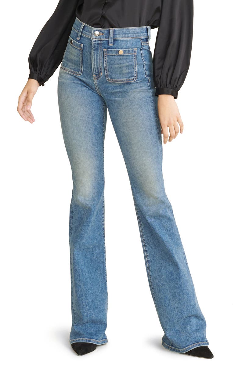 Veronica Beard Florence High Waist Flare Hem Jeans, Main, color, 