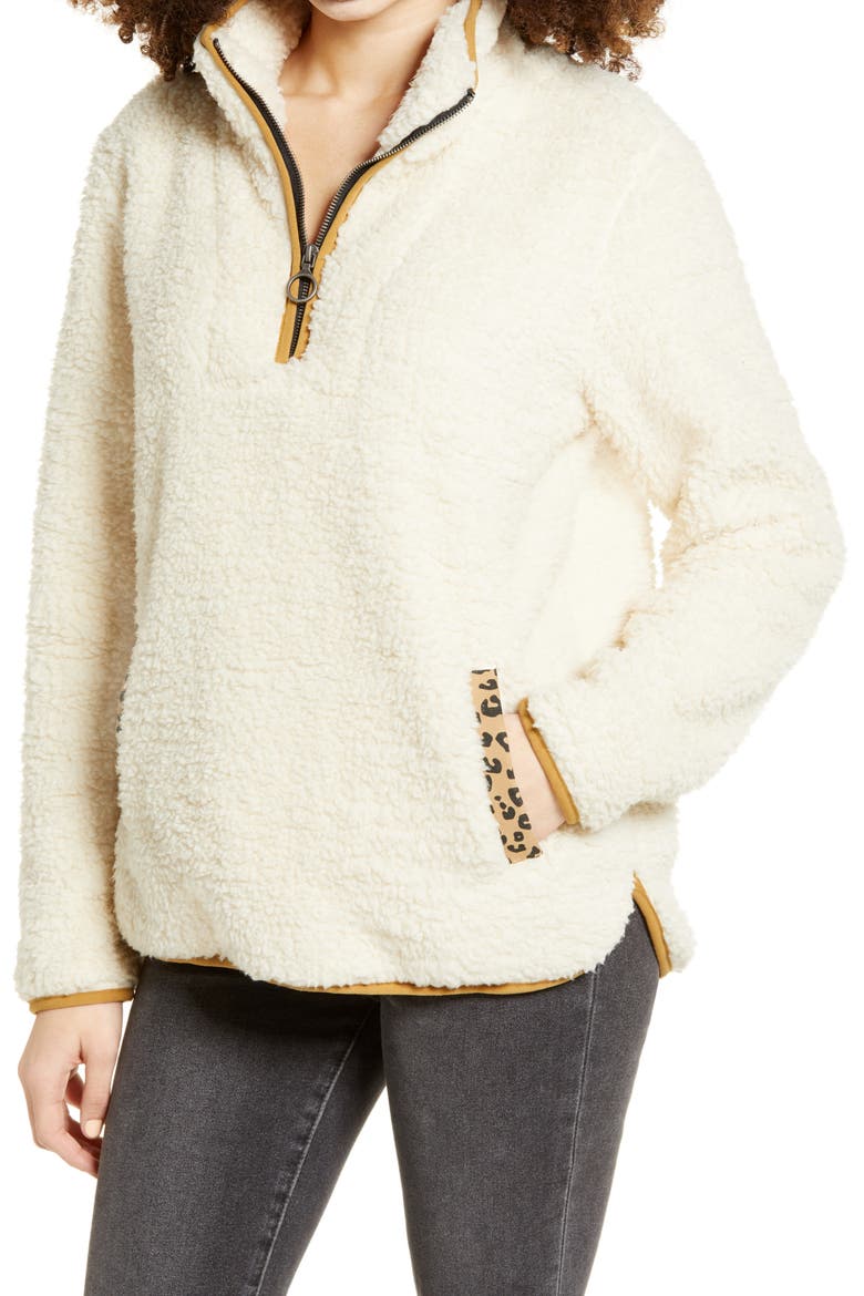 Wubby Fleece Pullover, Main, color, IVORY/ LEOPARD