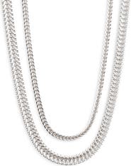 Open Edit Set of 2 Herringbone Chain Necklaces