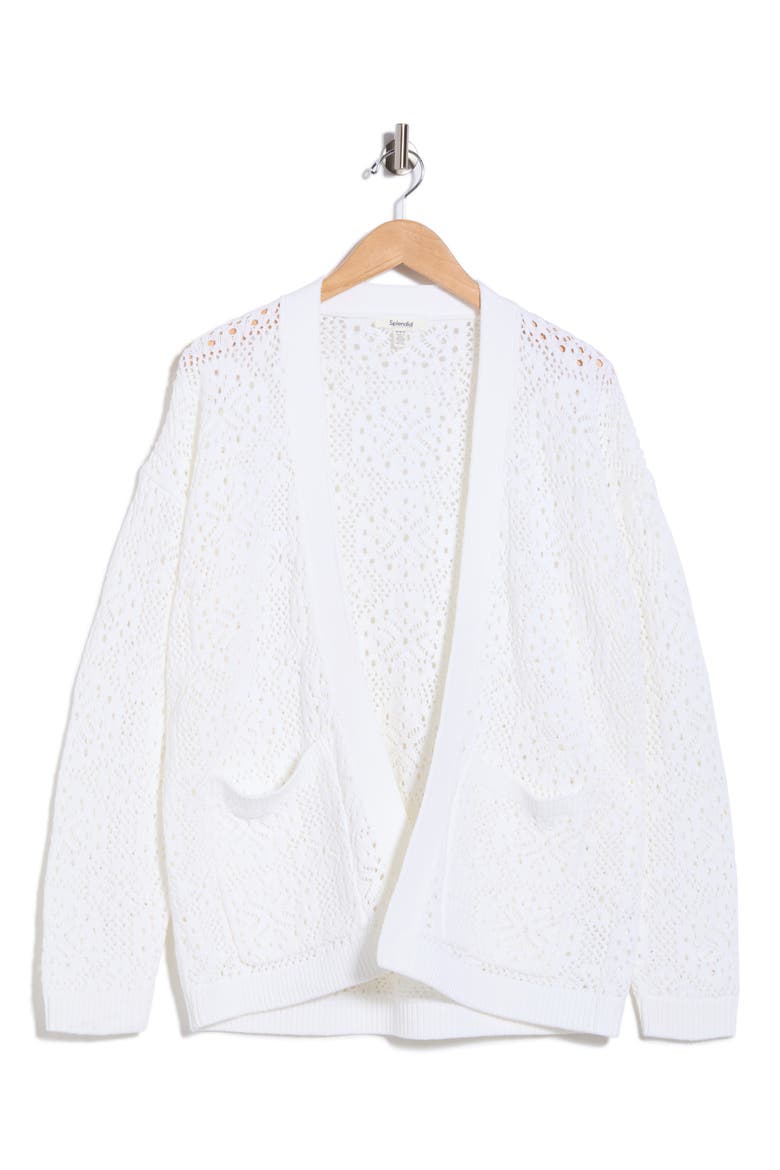 Beckham Open Front Openwork Cardigan, Alternate, color, WHITE