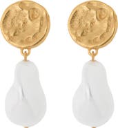 Reiss Maya Molten Faux Pearl Drop Earrings