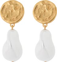 Reiss Maya Molten Faux Pearl Drop Earrings