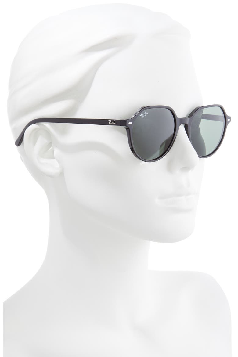 Thalia 53mm Geometric Sunglasses, Alternate, color, BLACK / GREEN