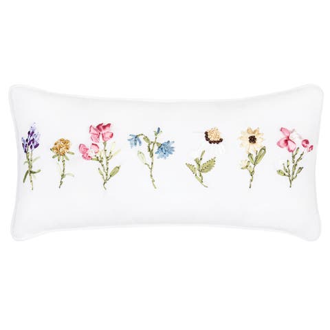 April Showers Flowers Cotton Blend Mini Lumbar Accent Pillow 10" x 20"