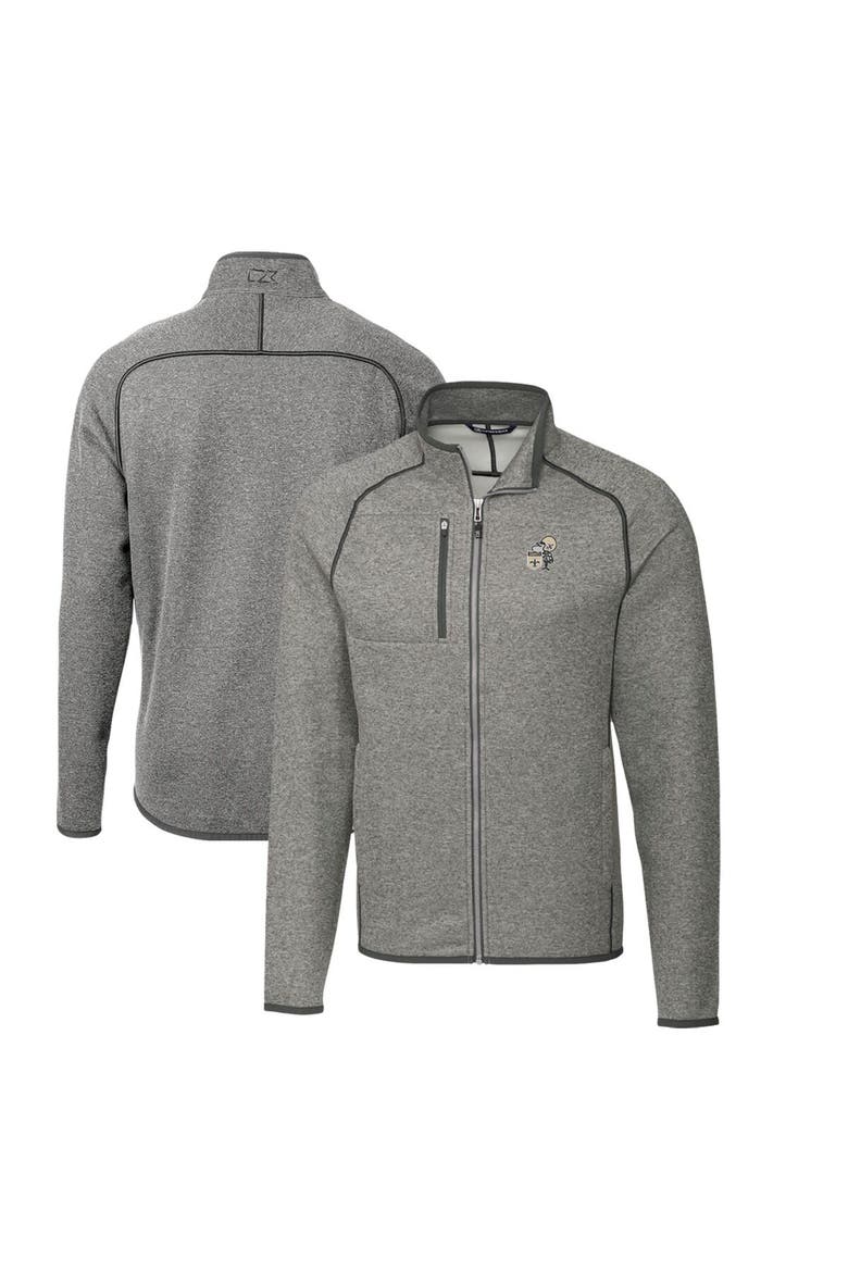 Men's Cutter & Buck Heather Gray New Orleans Saints Throwback Logo Mainsail Sweater-Knit Big & Tall Full-Zip Pullover Jacket, Alternate, color, Heather Gray