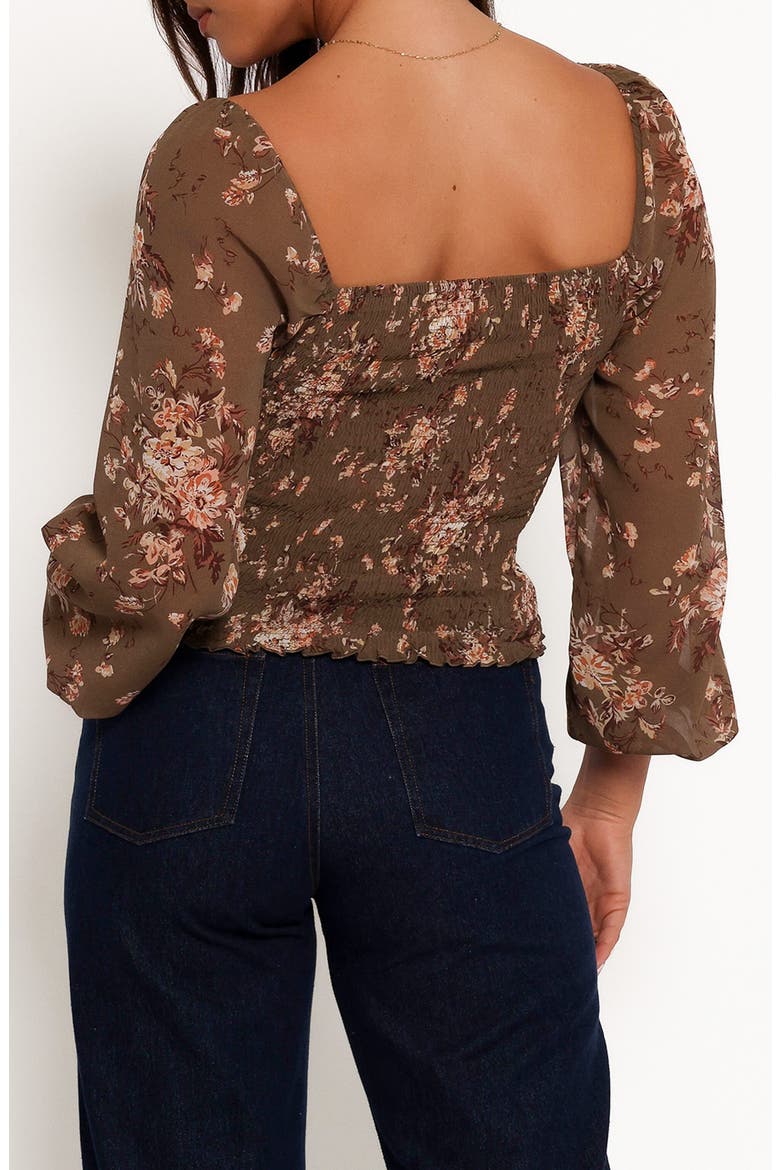 Maia Floral Ruched Top, Alternate, color, OLIVE FLORAL