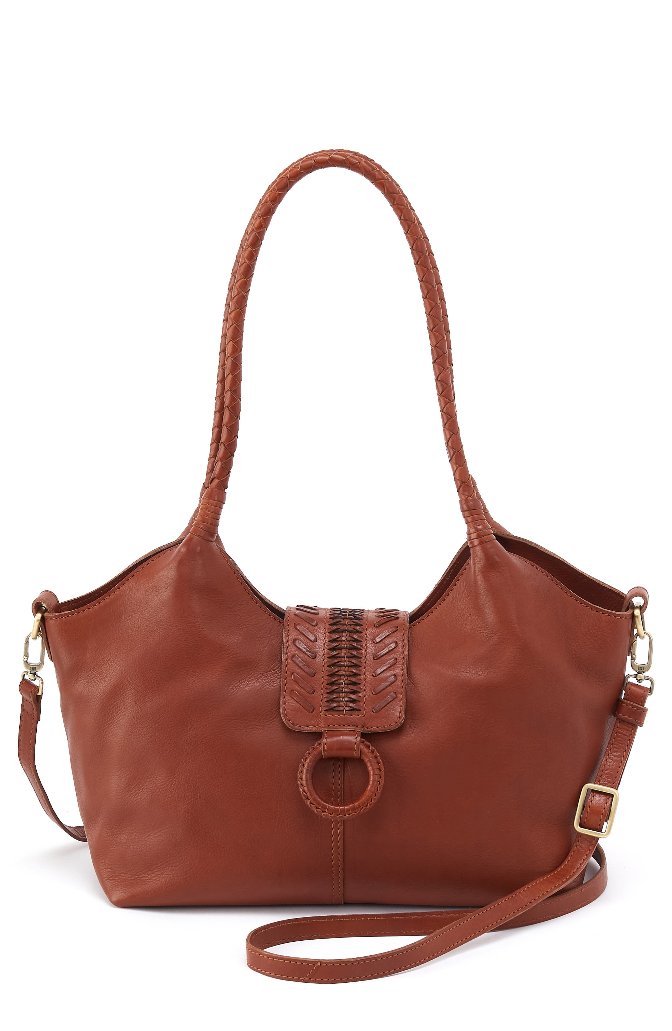 Foundery Small Leather Tote, Main, color, KINDLING BROWN