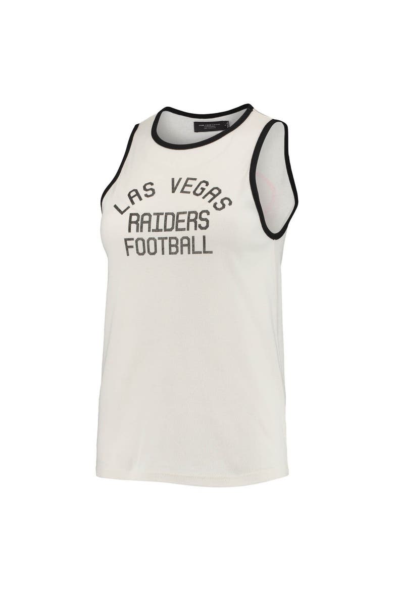 Women's Junk Food White/Black Las Vegas Raiders Throwback Pop Binding Scoop Neck Tank Top, Alternate, color, White