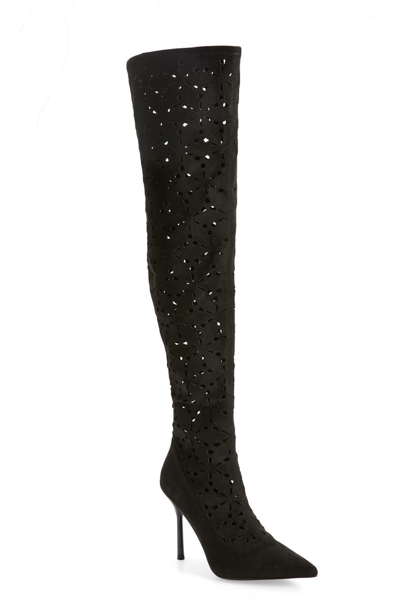 Jeffrey Campbell Adonia Pointed Toe Perforated Over the Knee Boot, Main, color,