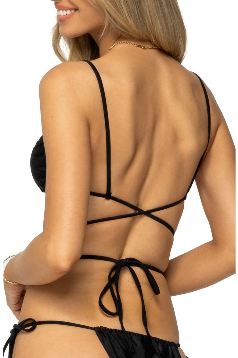 Buffie Wrap Bikini Top, Alternate, color, BLACK