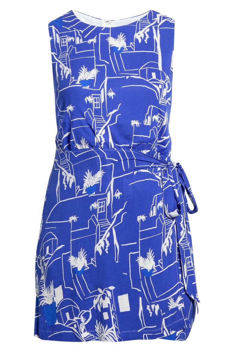 Mims Town Janis Wrap Minidress, Alternate, color, BLUE-WHITE