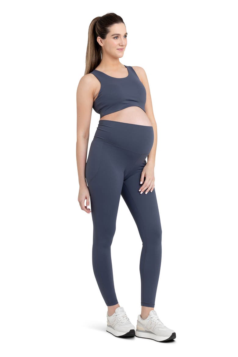 Tempo Stretch Nylon Pocket Maternity Leggings, Alternate, color, BLUE STEEL