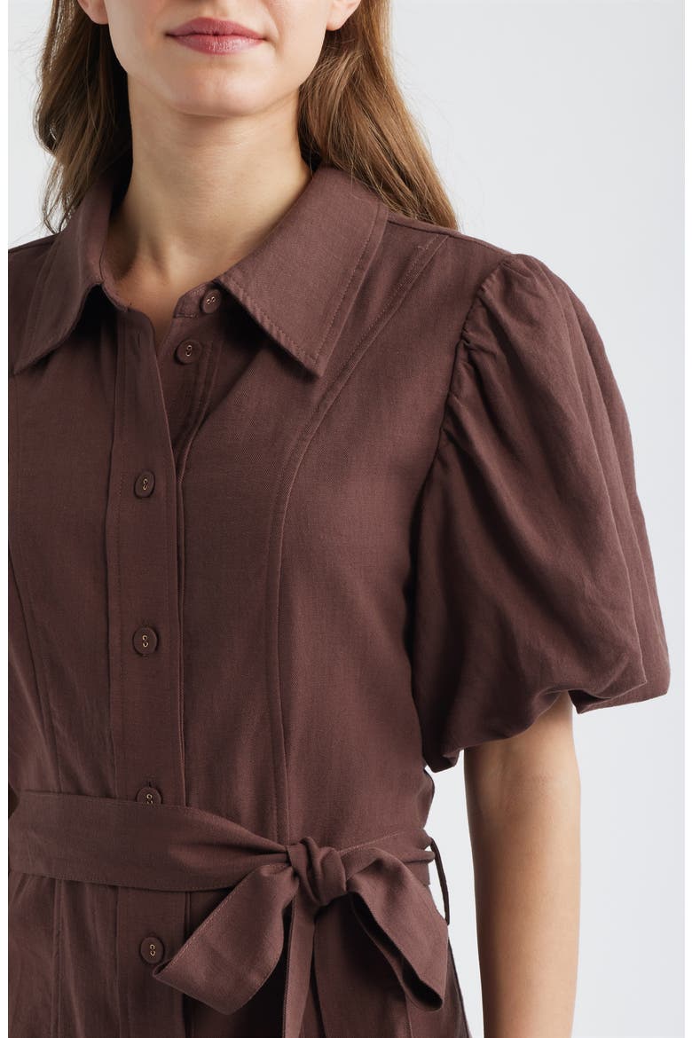 Lenni Button Front Minidress, Alternate, color, CHOCOLATE