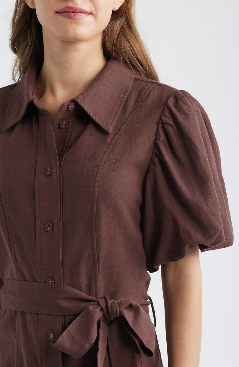 Brave+True Lenni Button Front Minidress, Alternate, color, Chocolate