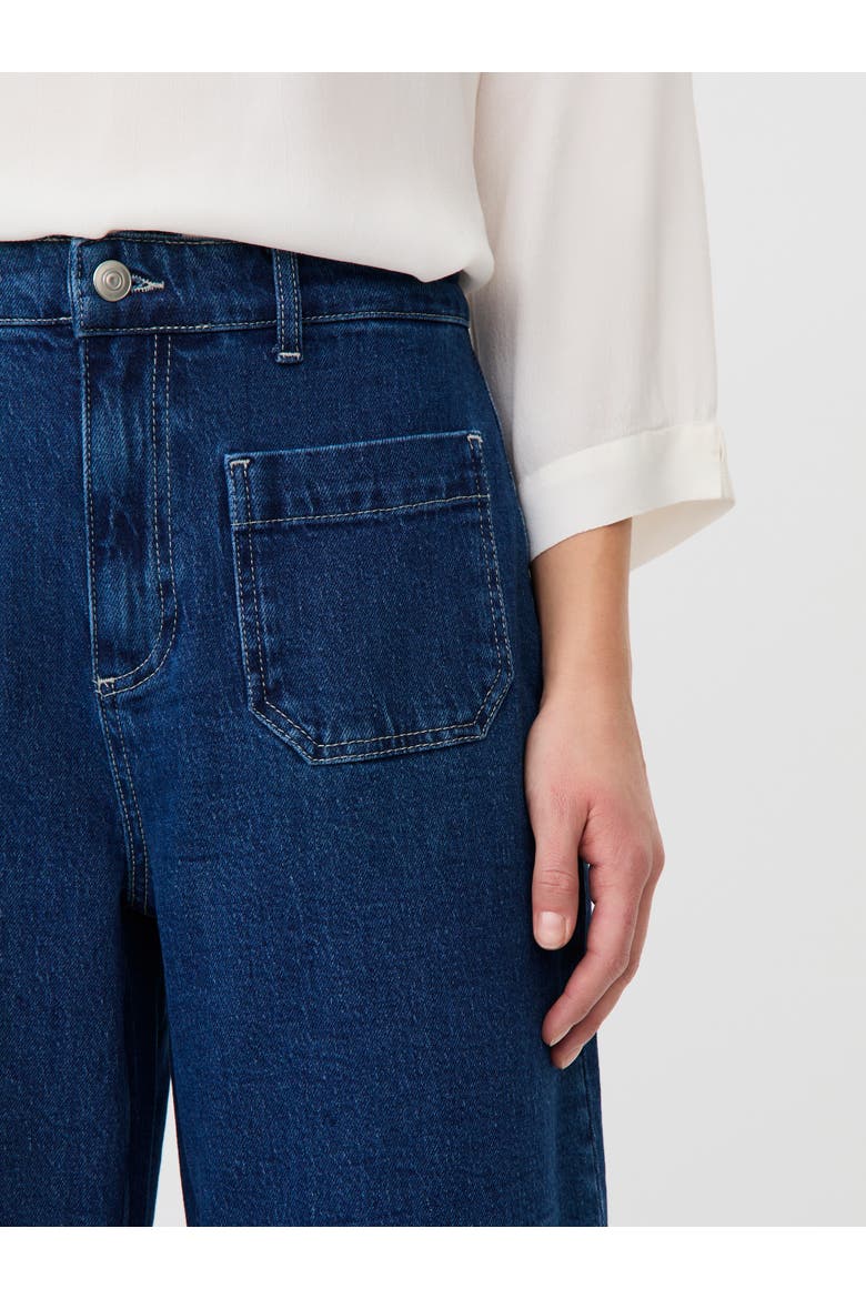 Mid-Rise Wide-Leg Cropped Jeans, Alternate, color, Blue Denim