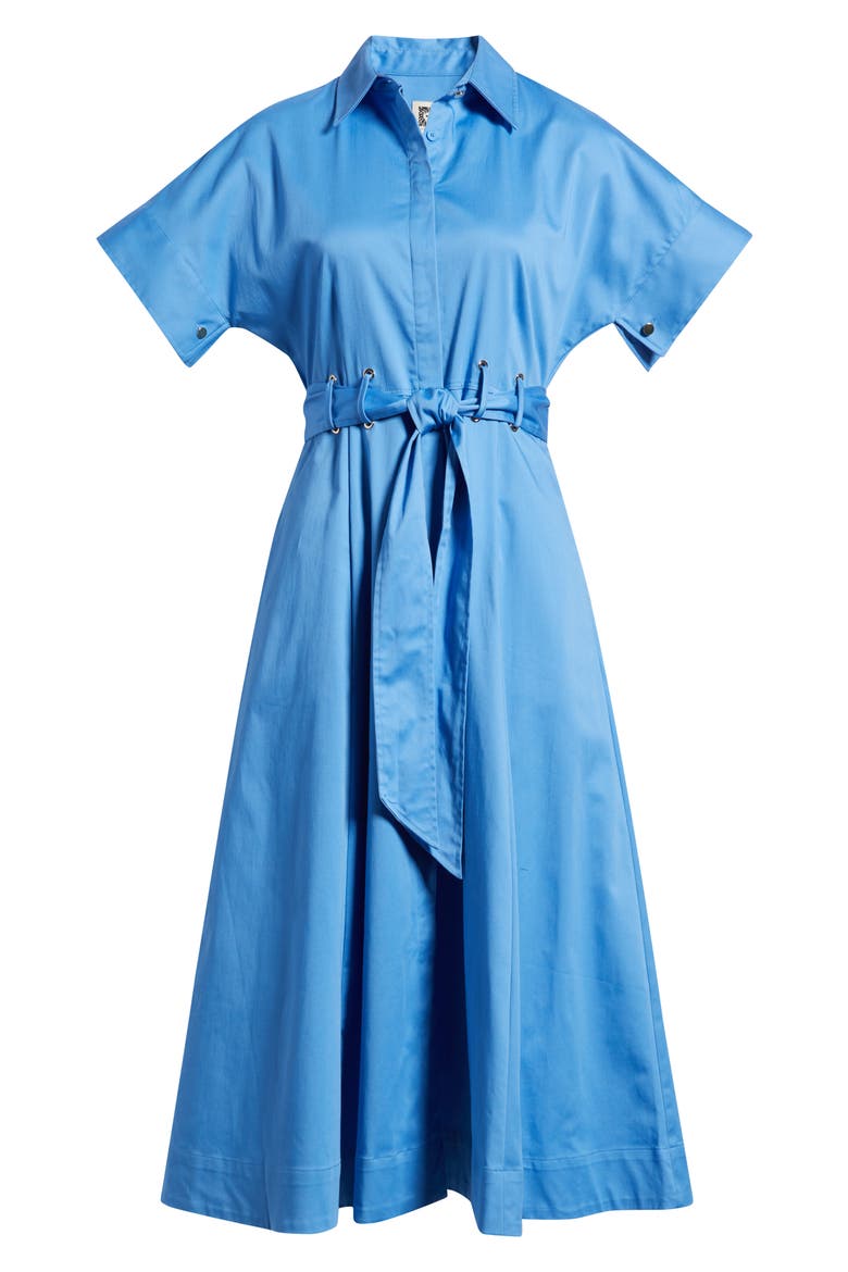 Grommet Belt Loop Midi Shirtdress, Alternate, color, SEAPORT