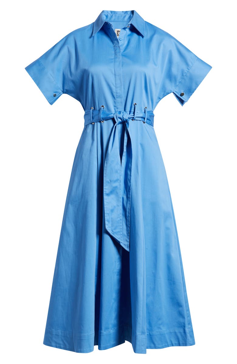 Anne Klein Grommet Belt Loop Midi Shirtdress, Main, color, Seaport