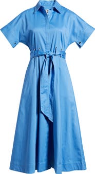 Anne Klein Grommet Belt Loop Midi Shirtdress