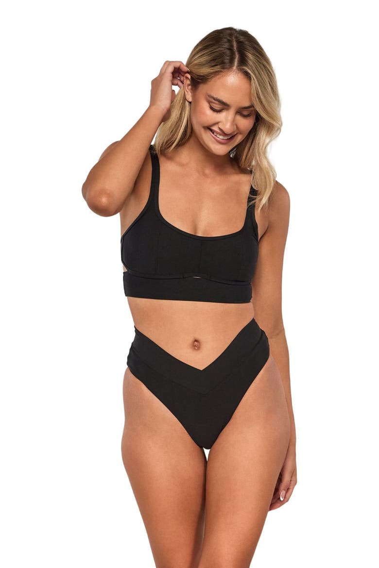 Kaia Bikini Swimsuit Top, Main, color, Black
