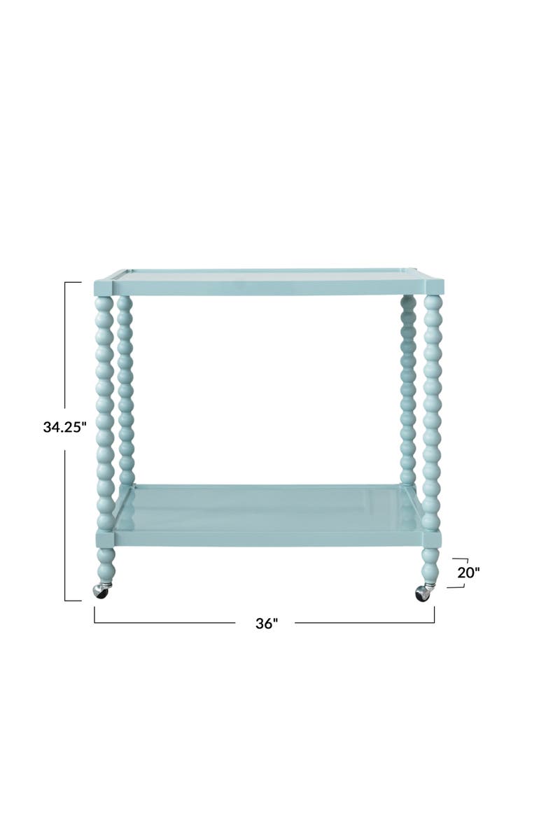 Rubberwood 2-Tier Bar Cart on Wheels, Blue, Alternate, color, Blue